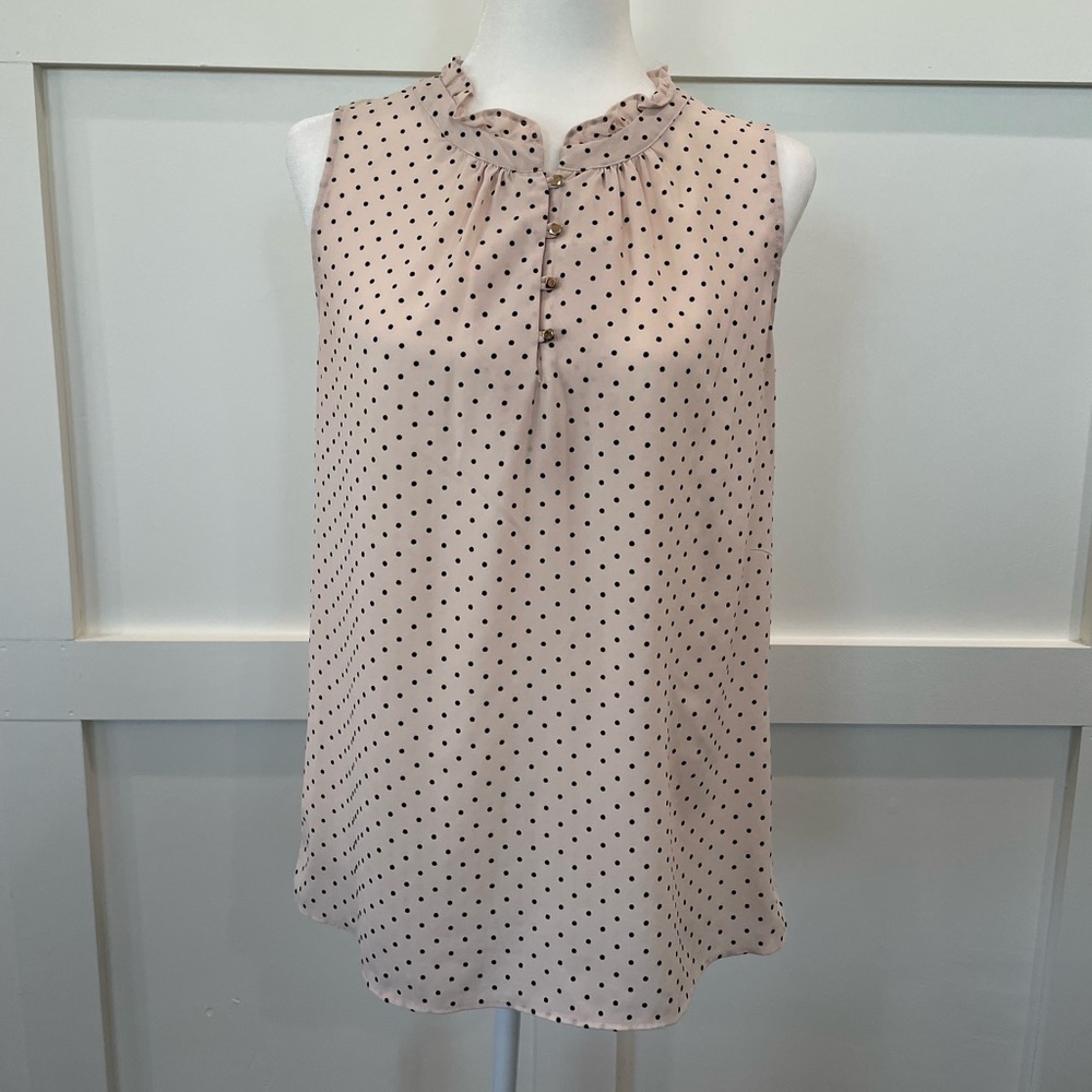 Ivory Polka Dot Sleeveless Blouse
